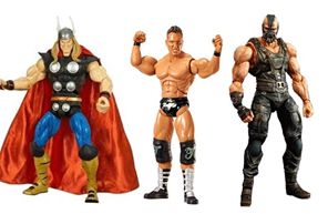 Figurines très musclées de Thor, du lutteur Steve « Stone Cold » Austin et de Bane