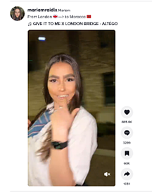 Image tirée d'une vidéo TikTok d'une adolescente portant un uniforme scolaire et prenant une pose hautement sexualisée.